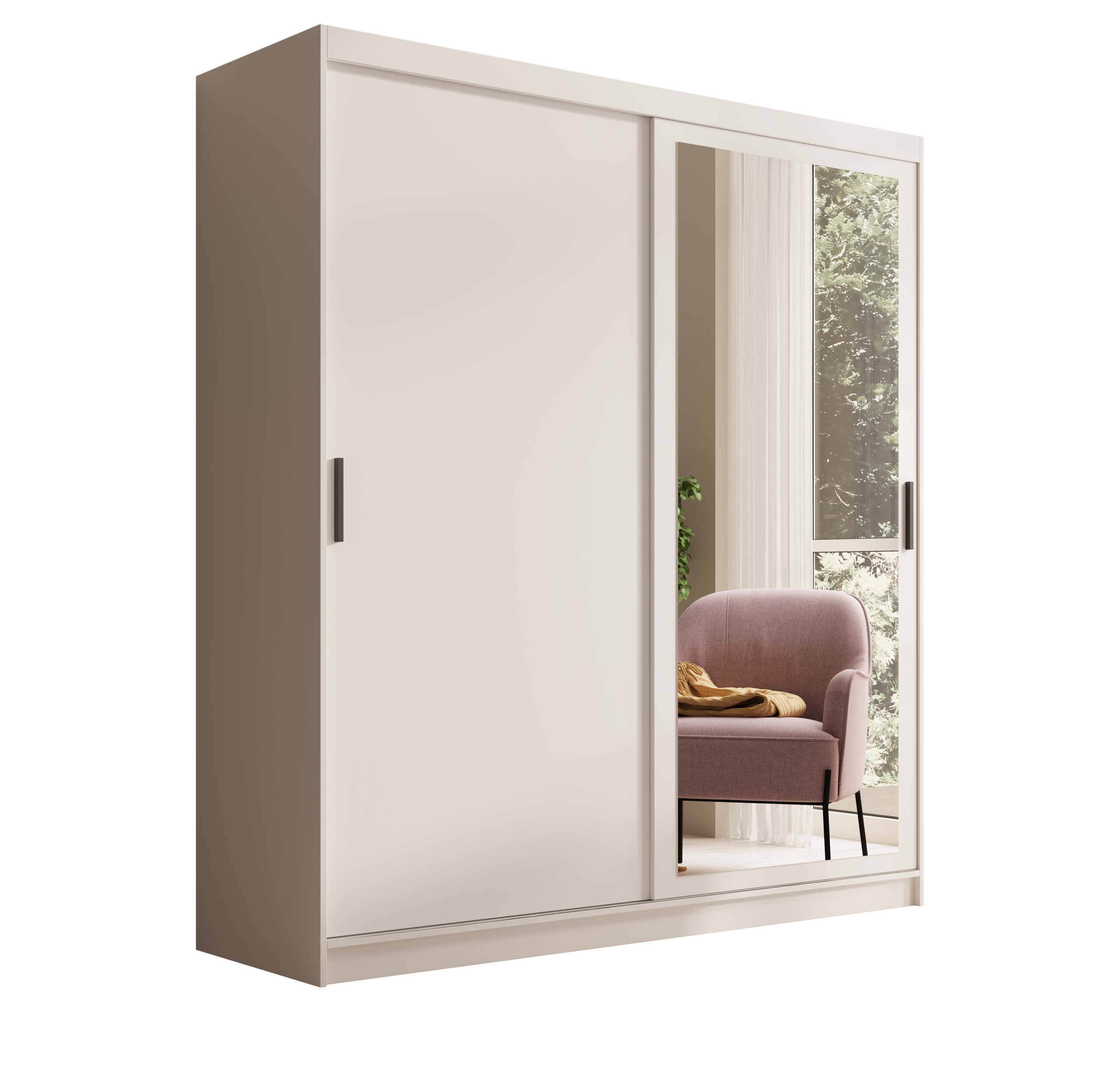 Tolóajtós gardrób Hailey 180 tükrös tolóajtós szekrény - Fehér Hailey 180 tükrös tolóajtós szekrény