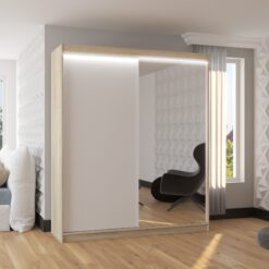 Tolóajtós szekrény tükörrel és LED világítással VIKI 180