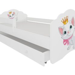 Gyerekágy Ágy matraccal, korláttal és fiókkal CASIMO CAT 140x70 - Fehér korláttal és fiókkal CASIMO CAT 140x70