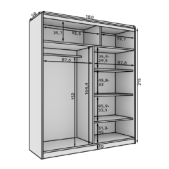 Tolóajtós gardrób Tolóajtós szekrény tükörrel Nico 180 - Fekete