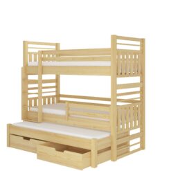 Emeletes ágy Háromszintes emeletes ágy HIPPO 180x80 - Fenyő természetes Fenyő természetes