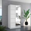 Tolóajtós gardrób Biztonsági tükrös tolóajtós szekrény ORLANDO 100 - Fehér Biztonsági tükrös tolóajtós szekrény ORLANDO 100