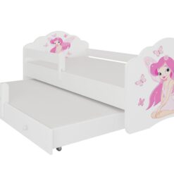 Gyerekágy Kétszemélyes ágy korláttal és matracokkal CASIMO II GIRL WITH WINGS 160x80 - Fehér Fehér
