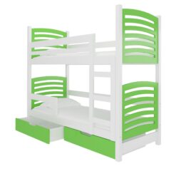 Gyerekágy Kétszemélyes emeletes ágy matracokkal OSUNA - Fehér Fehér