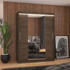 Tükörrel és LED világítással ellátott tolóajtós szekrény INESS 150