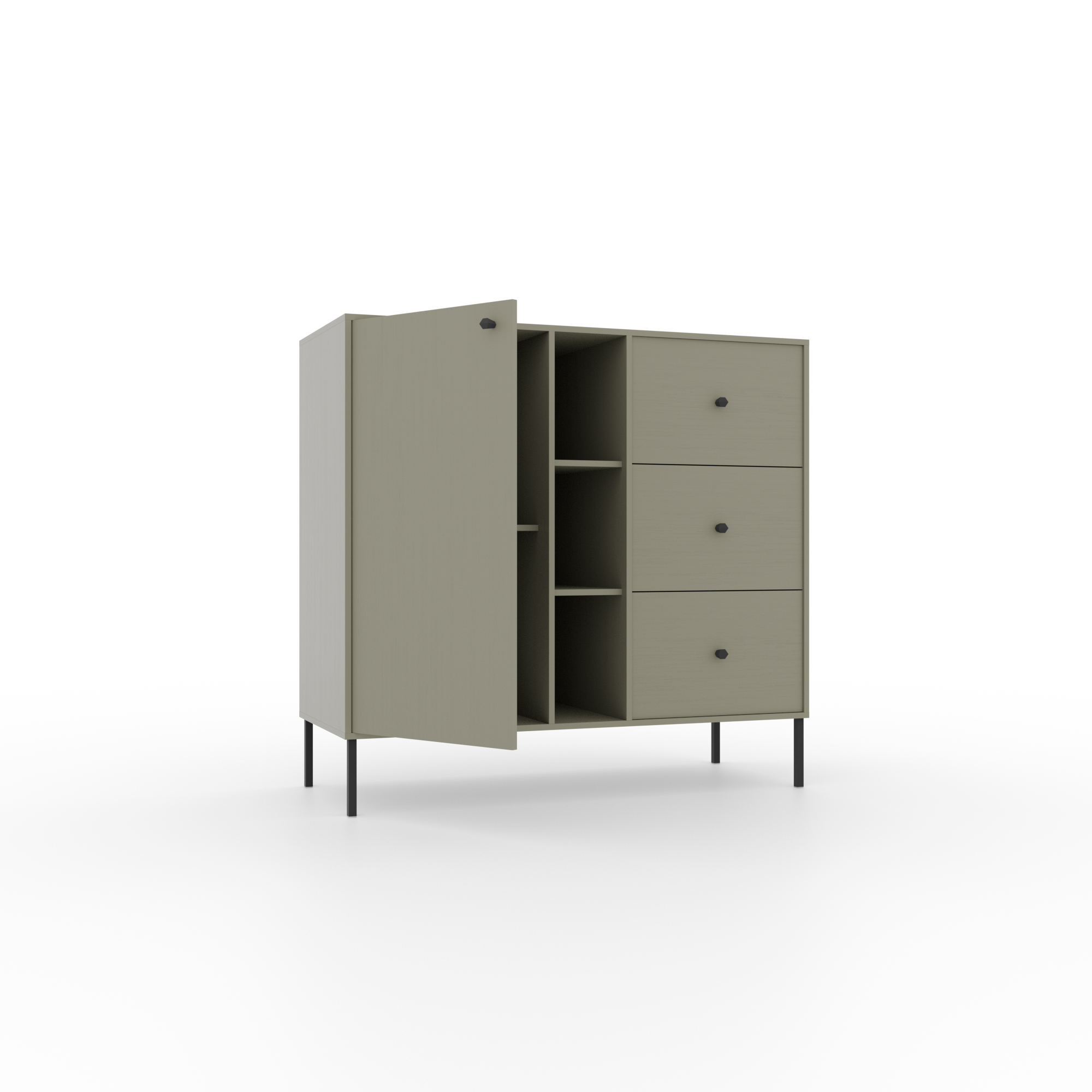 Tili 1D 3S 3P Komód - Eukaliptusz fehér komód – Tili 1D 3S 3P Komód - Eukaliptusz enteriőr fotó 3