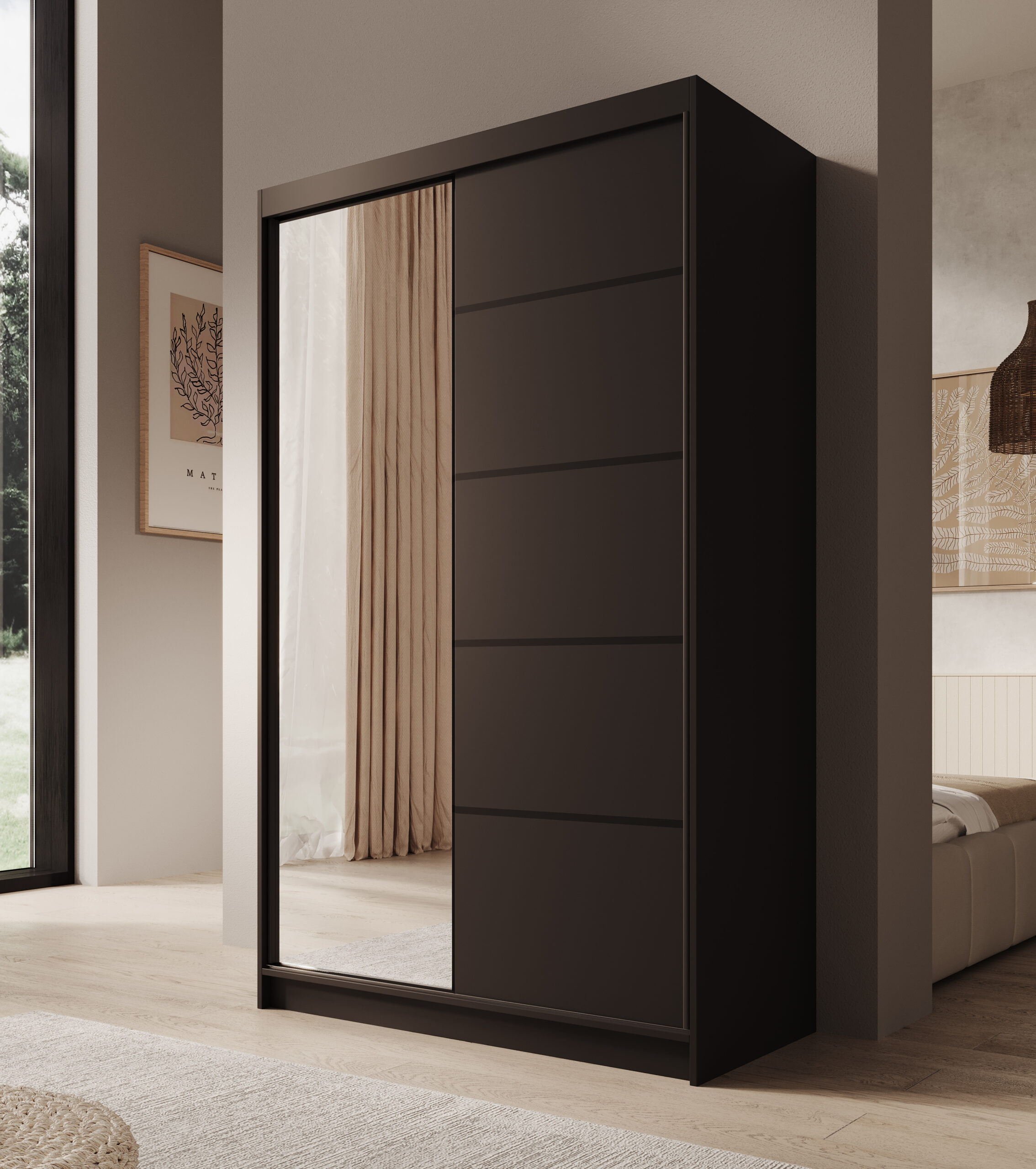 Tolóajtós gardrób Tolóajtós szekrény Castello 120 - Fekete Fekete