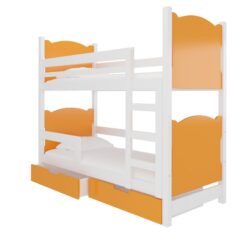 Gyerekágy Kétszemélyes emeletes ágy matracokkal MARABA - Fehér Fehér