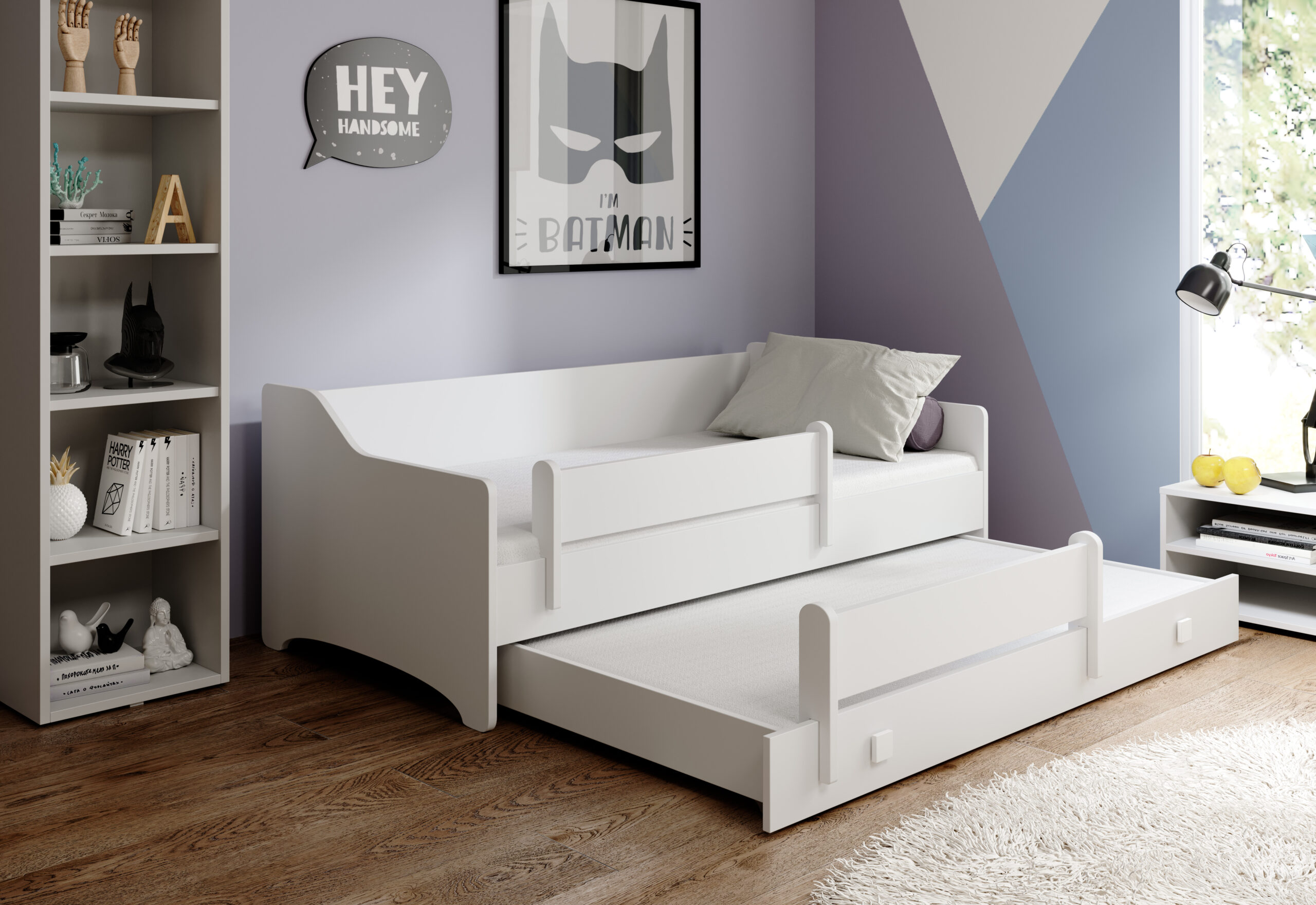 Gyerekágy Kétszemélyes ágy NAOMI II 160x80 matracokkal - Fehér Kétszemélyes ágy NAOMI II 160x80 matracokkal