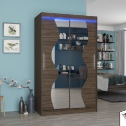 Tükörrel és LED világítással ellátott tolóajtós szekrény OSWALD 120