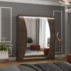 Tolóajtós szekrény tükörrel és LED világítással DOLORES 180