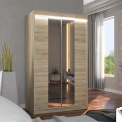 Tükörrel és LED világítással ellátott tolóajtós szekrény MARVIN 120