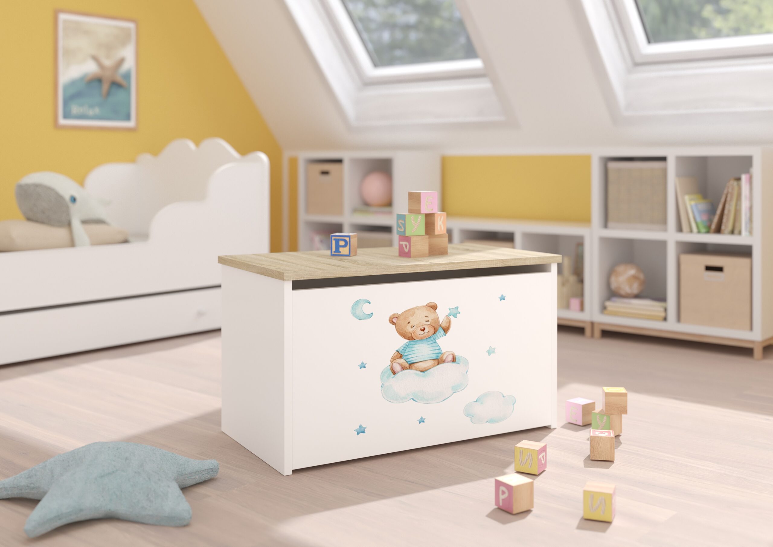 Játék láda DARIA játéktároló láda - Fehér DARIA játéktároló láda