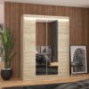 Tolóajtós gardrób Tükörrel és LED világítással ellátott tolóajtós szekrény INESS 150 - Sonoma Tükörrel és LED világítással ellátott tolóajtós szekrény INESS 150