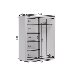 Tolóajtós gardrób MODI 160 tolószekrény - Artisan