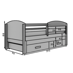 Olen kétszemélyes gyerekágy 200x90 - Fehér