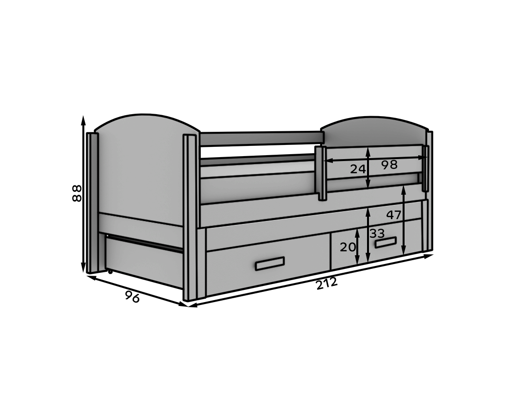 Olen kétszemélyes gyerekágy 200x90 - Fehér Olen kétszemélyes gyerekágy 200x90 - Fehér - Image 4