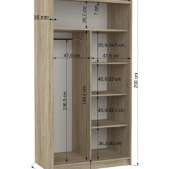 Tolóajtós gardrób Biztonsági tükrös tolóajtós szekrény DRAGONIS 100 - Csoki