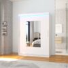 Tolóajtós gardrób Tükörrel és LED világítással ellátott tolóajtós szekrény DORRIGO 150 - Fehér Tükörrel és LED világítással ellátott tolóajtós szekrény DORRIGO 150