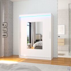 Tükörrel és LED világítással ellátott tolóajtós szekrény DORRIGO 150