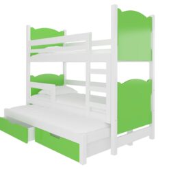 Gyerekágy Háromszemélyes emeletes ágy matracokkal LETICIA - Fehér Fehér