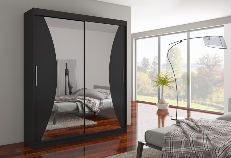 Tolóajtós gardrób Tolóajtós szekrény CHARLOTTE 180 - Fekete Fekete