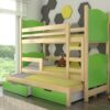 Gyerekágy Háromszemélyes emeletes ágy matracokkal LETICIA - Fenyő Háromszemélyes emeletes ágy matracokkal LETICIA