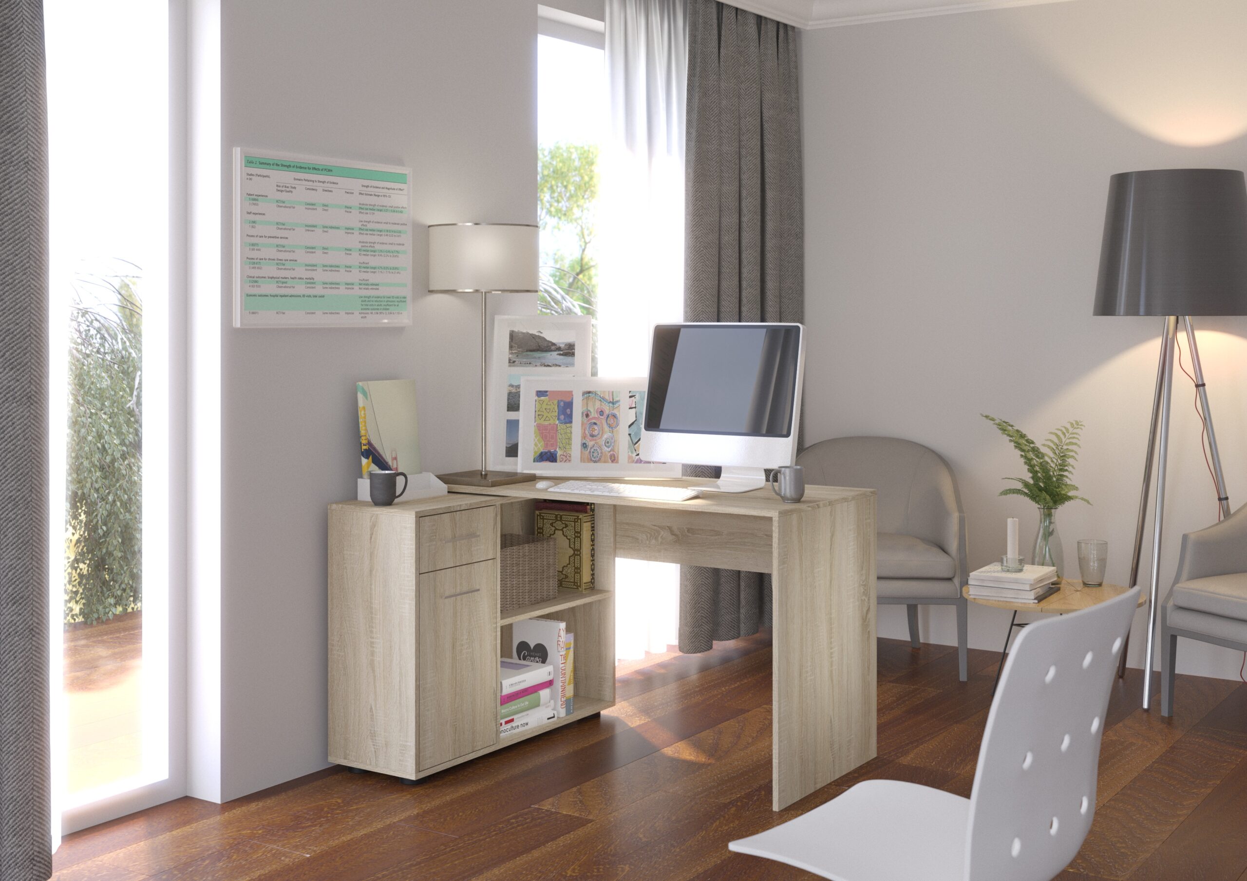 Íróasztal Sarokíróasztal SAULO - Sonoma Sarokíróasztal SAULO