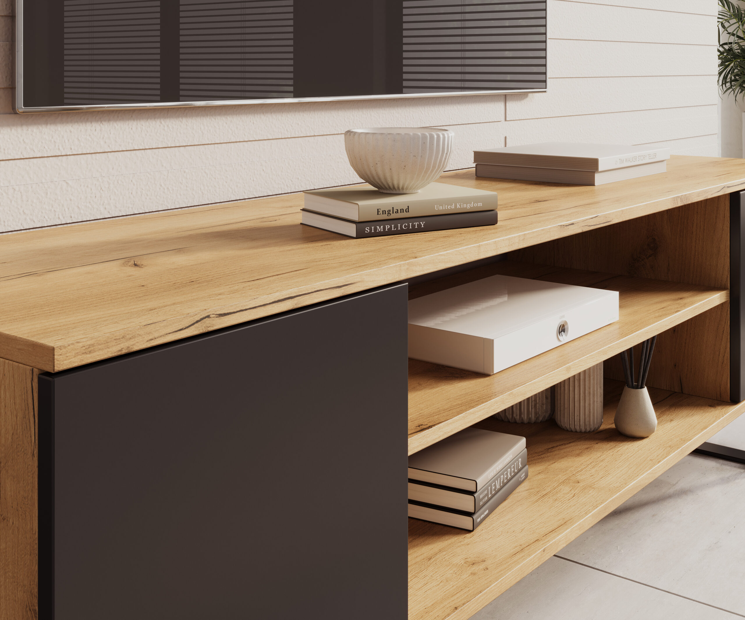 TV szekrény RTV szekrény Lofter 155 cm - Craft tölgy TV szekrény RTV szekrény Lofter 155 cm - Craft tölgy - Image 4