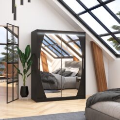 Tükörrel és LED világítással ellátott tolóajtós szekrény ALEN 150