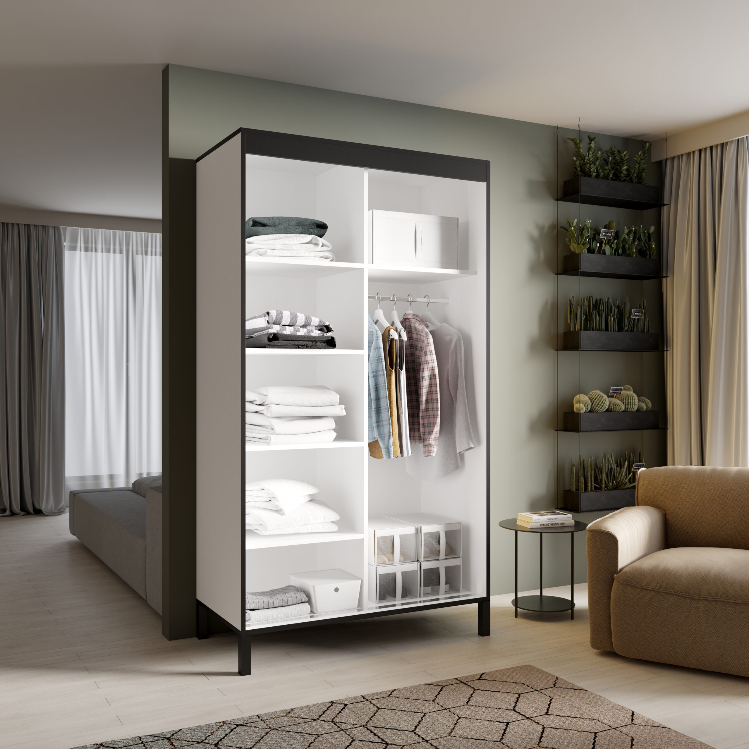 Tolóajtós gardrób BRIG 120 tolószekrény - Fehér Fehér