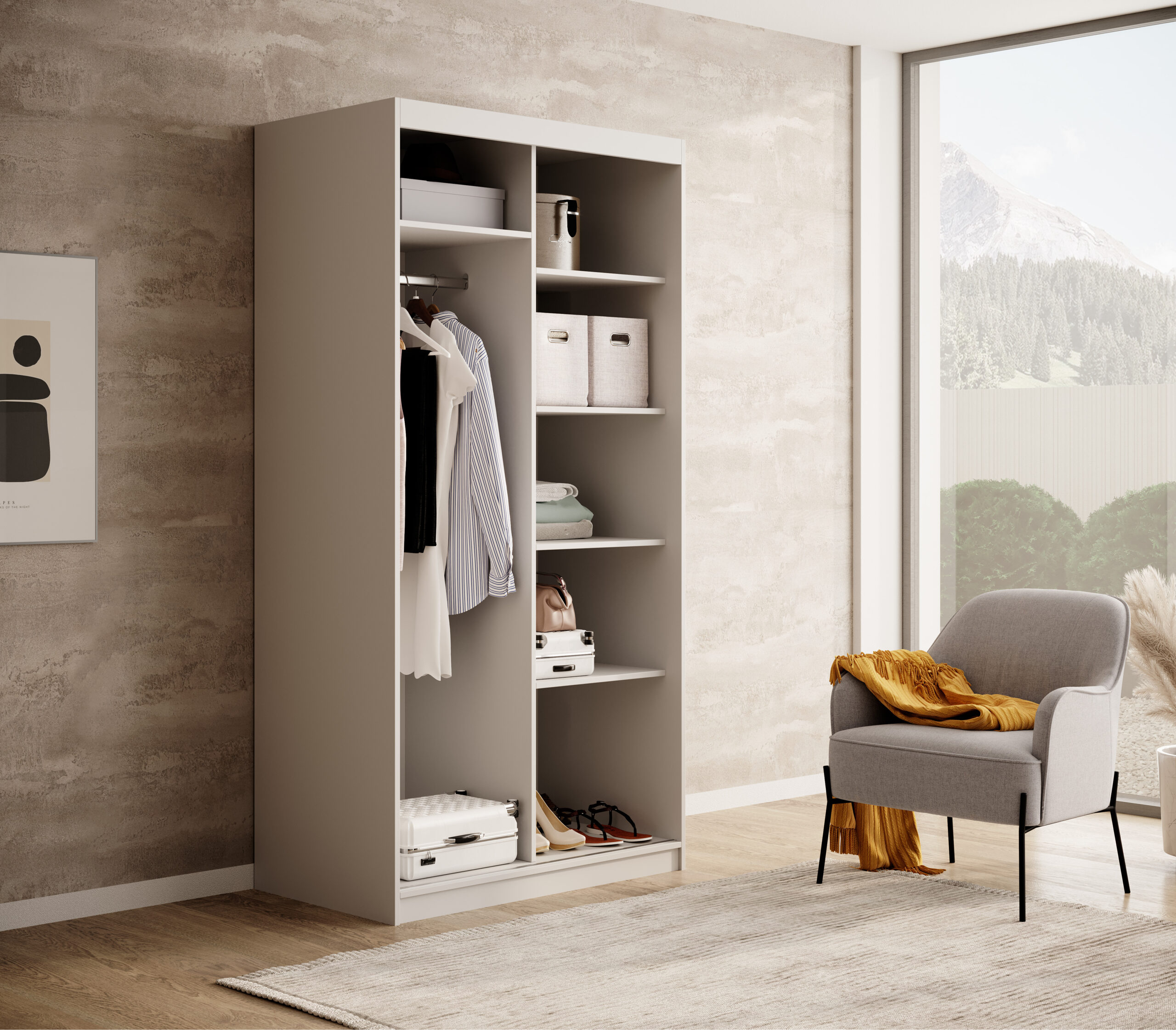 Tolóajtós gardrób DELIA 100 tolószekrény - Fehér Tolóajtós gardrób DELIA 100 tolószekrény - Fehér - Image 3