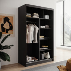 Tolóajtós gardrób Lizi tolóajtós szekrény 120 - Fekete