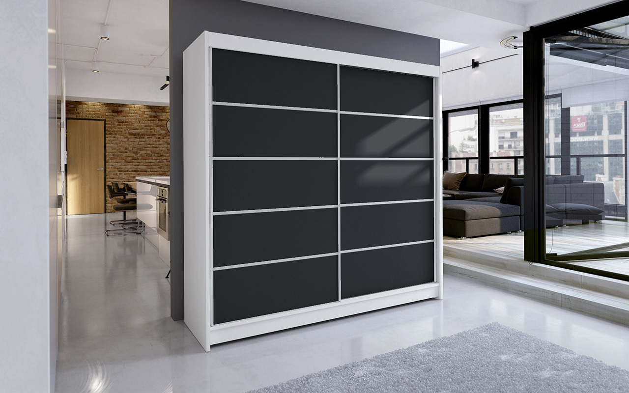 Tolóajtós gardrób Tolóajtós szekrény SPECTRA 180 - Fehér Fehér