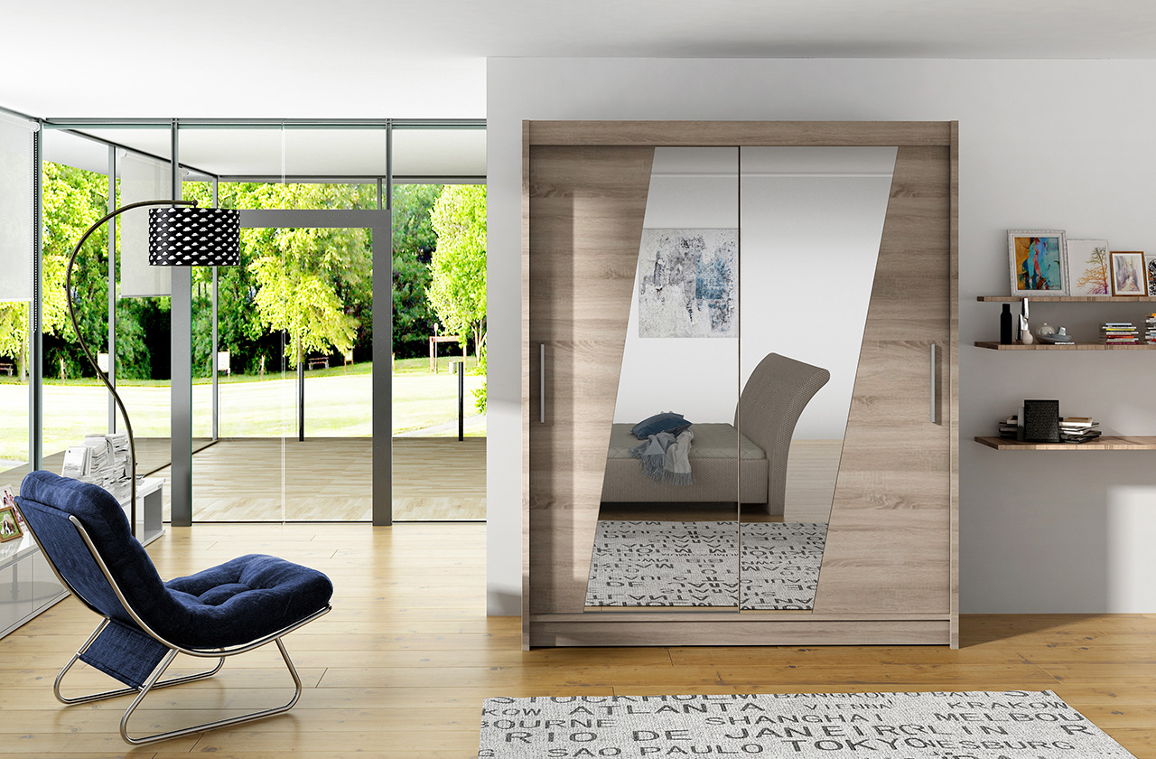 Tolóajtós gardrób Tolóajtós szekrény BOLTON 150 - Trüffel Trüffel