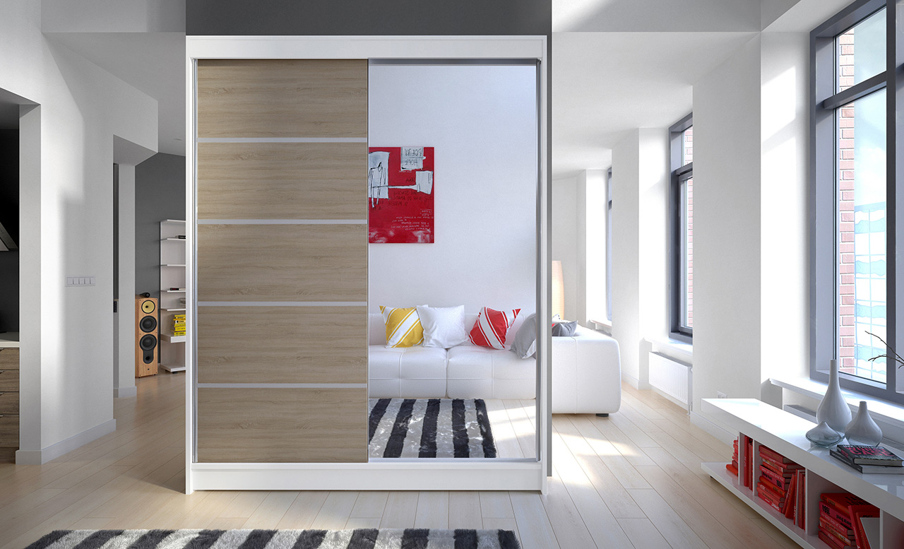 Tolóajtós gardrób Tolóajtós szekrény LIMBO 150 - Fehér Fehér