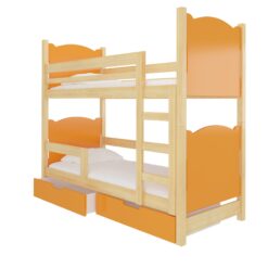 Gyerekágy Kétszemélyes emeletes ágy matracokkal MARABA - Fenyő Fenyő