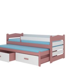 Ifjúsági ágy Ágykeret dupla TIARRO korláttal 180x80 - Rózsaszín Rózsaszín