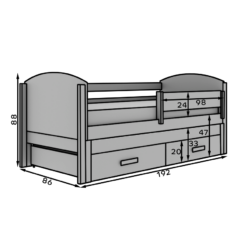 Olen kétszemélyes gyerekágy 180x80 - Fehér