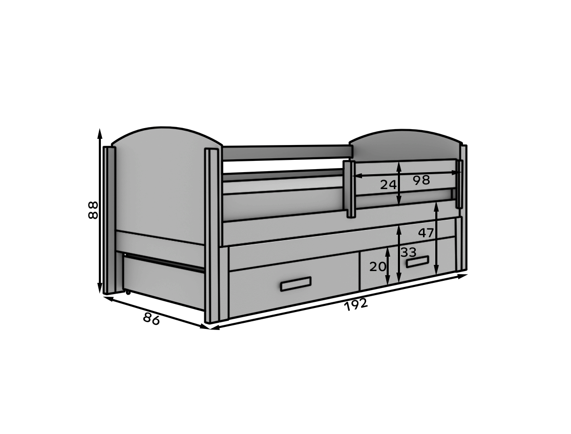 Olen kétszemélyes gyerekágy 180x80 matraccal - Fehér Olen kétszemélyes gyerekágy 180x80 matraccal - Fehér - Image 4