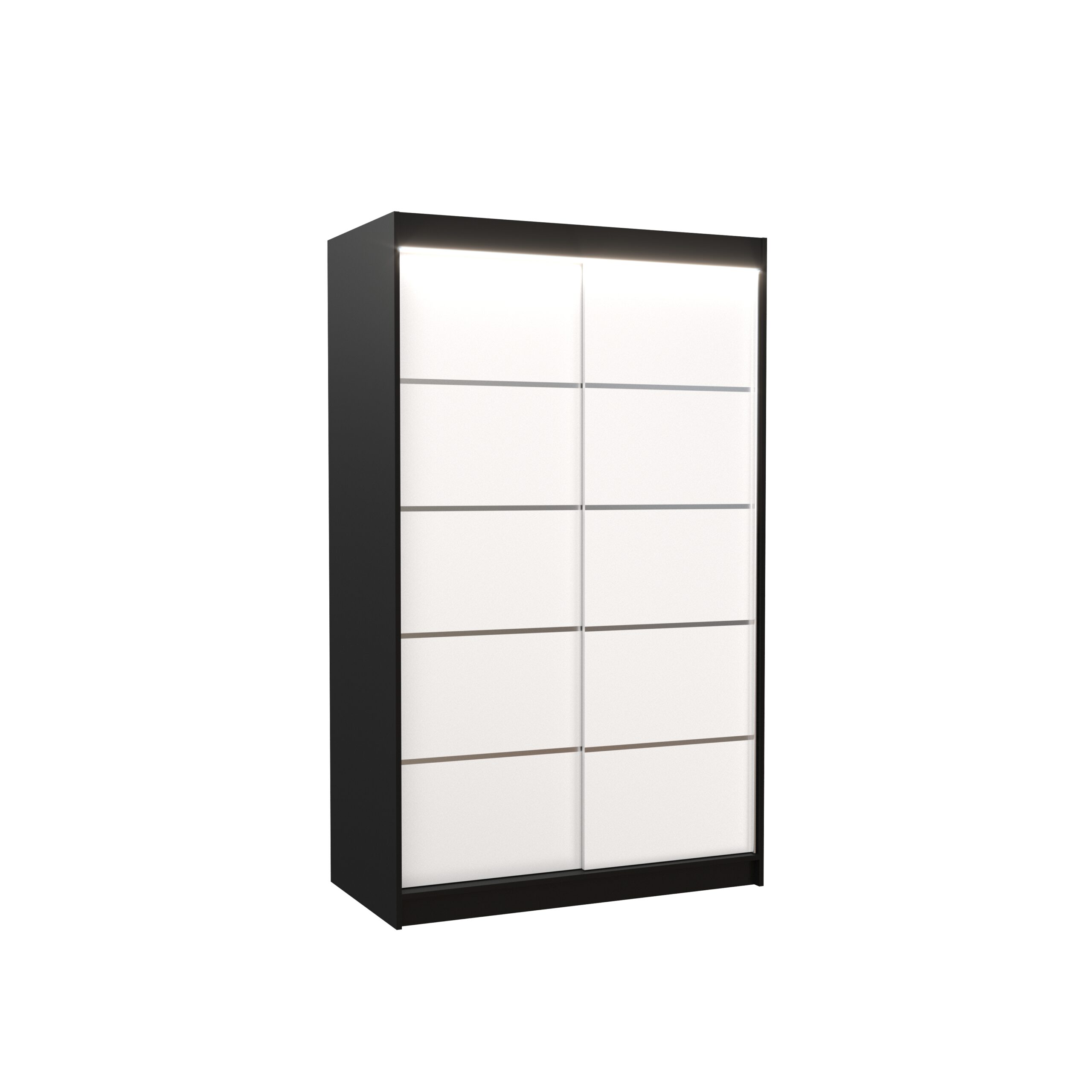 Tolóajtós gardrób LED világítással ellátott tolóajtós szekrény BENISSO 120 - Fekete Fekete