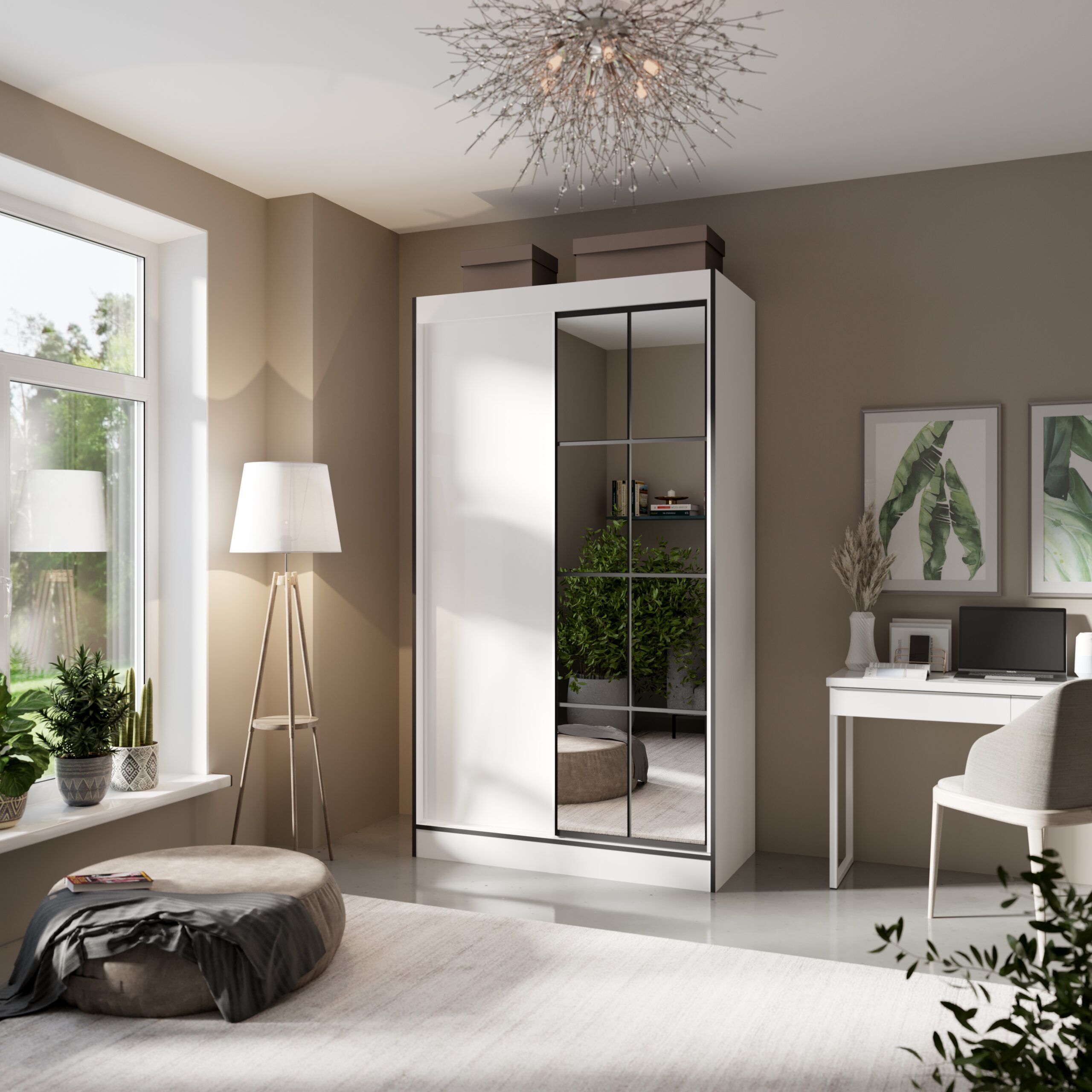 Tolóajtós gardrób Tolóajtós szekrény tükrökkel OSGAR 120 - Fehér Tolóajtós szekrény tükrökkel OSGAR 120