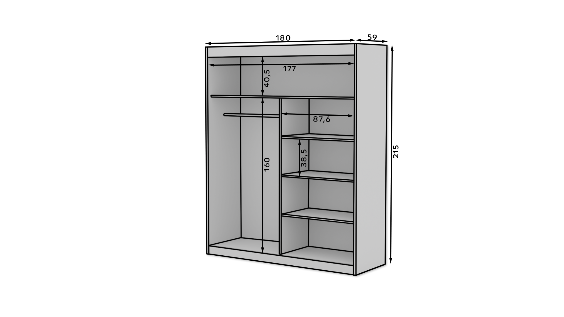 Tolóajtós gardrób Tolóajtós szekrény tükörrel ESTI 180 - Antrasztit Tolóajtós gardrób Tolóajtós szekrény tükörrel ESTI 180 - Antrasztit - Image 3