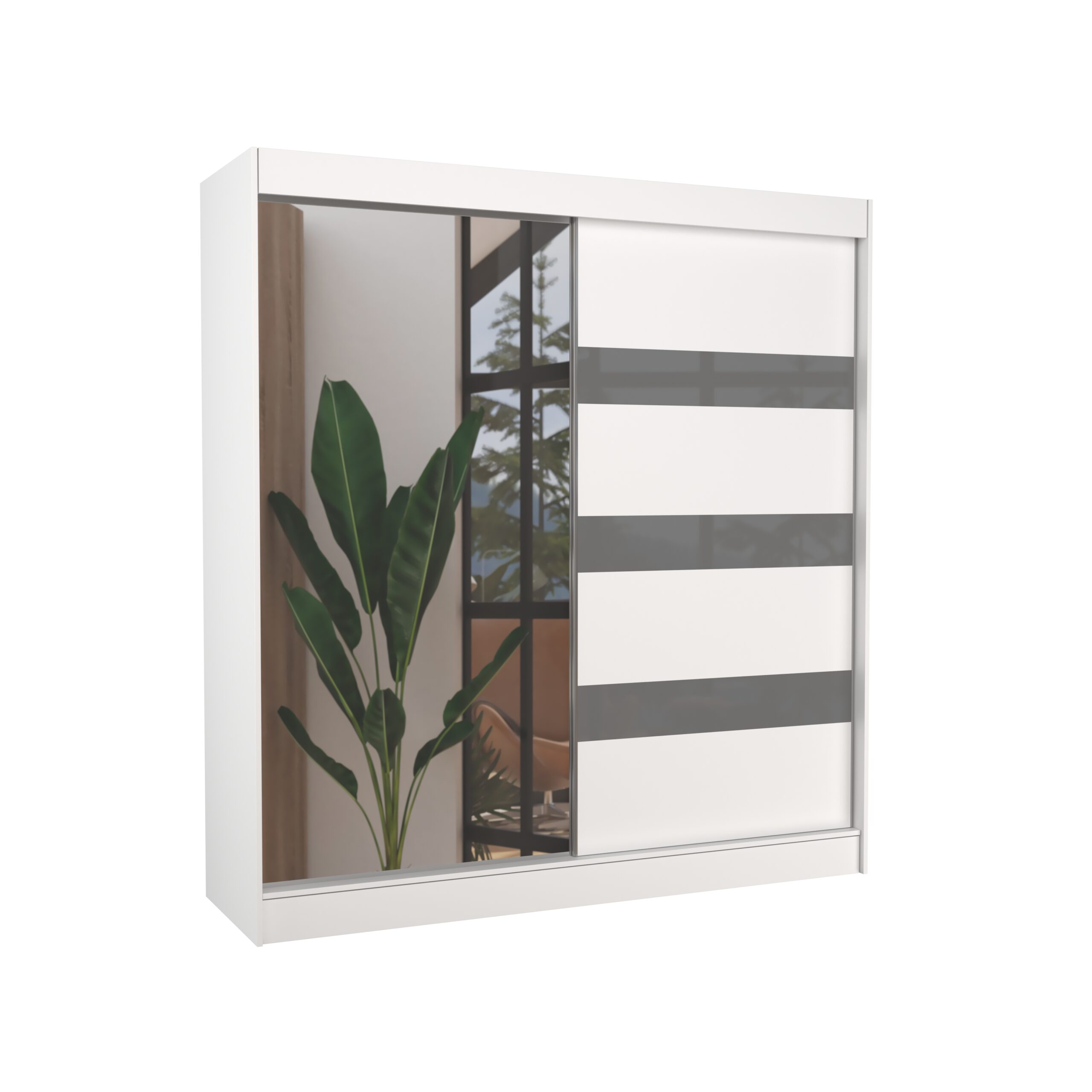 Tolóajtós gardrób Tolóajtós szekrény tükörrel és lacobellel TOURA 200 - White White