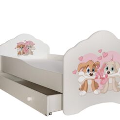 Gyerekágy Ágy matraccal és fiókkal CASIMO TWO DOGS 160x80 - Fehér Fehér