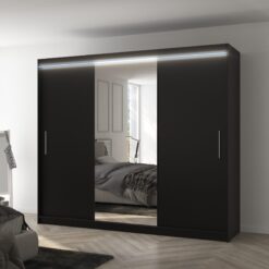 Tolóajtós szekrény tükörrel és LED világítással DENIS 250