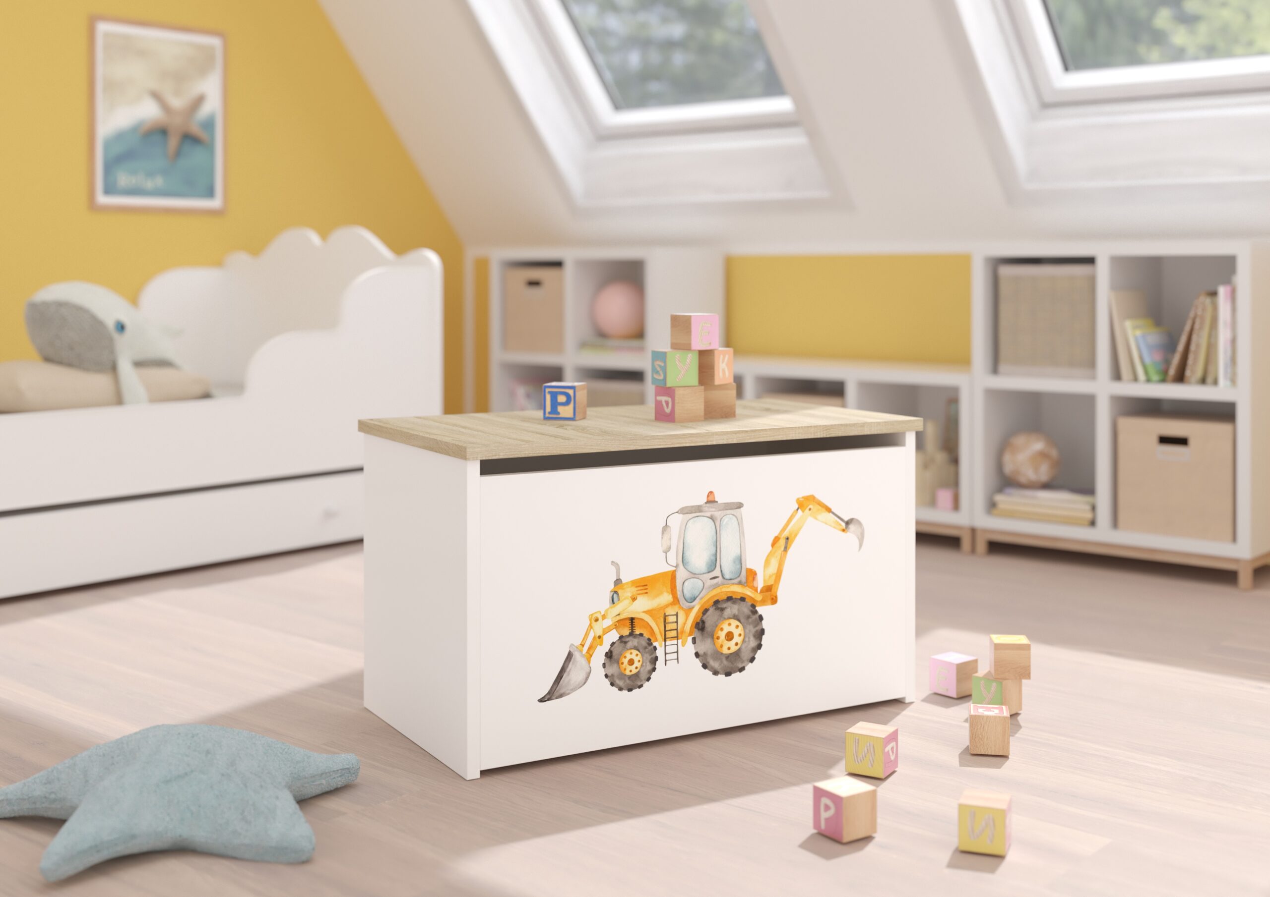 Játék láda DARIA játéktároló láda - Fehér DARIA játéktároló láda