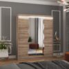 Tolóajtós gardrób Tolóajtós szekrény tükörrel és LED világítással KANSAS 180 - Trüffel Tolóajtós szekrény tükörrel és LED világítással KANSAS 180