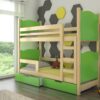 Gyerekágy Kétszemélyes emeletes ágy matracokkal MARABA - Fenyő Kétszemélyes emeletes ágy matracokkal MARABA
