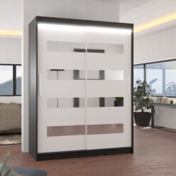 Tükörrel és LED világítással ellátott tolóajtós szekrény BALTIC 150